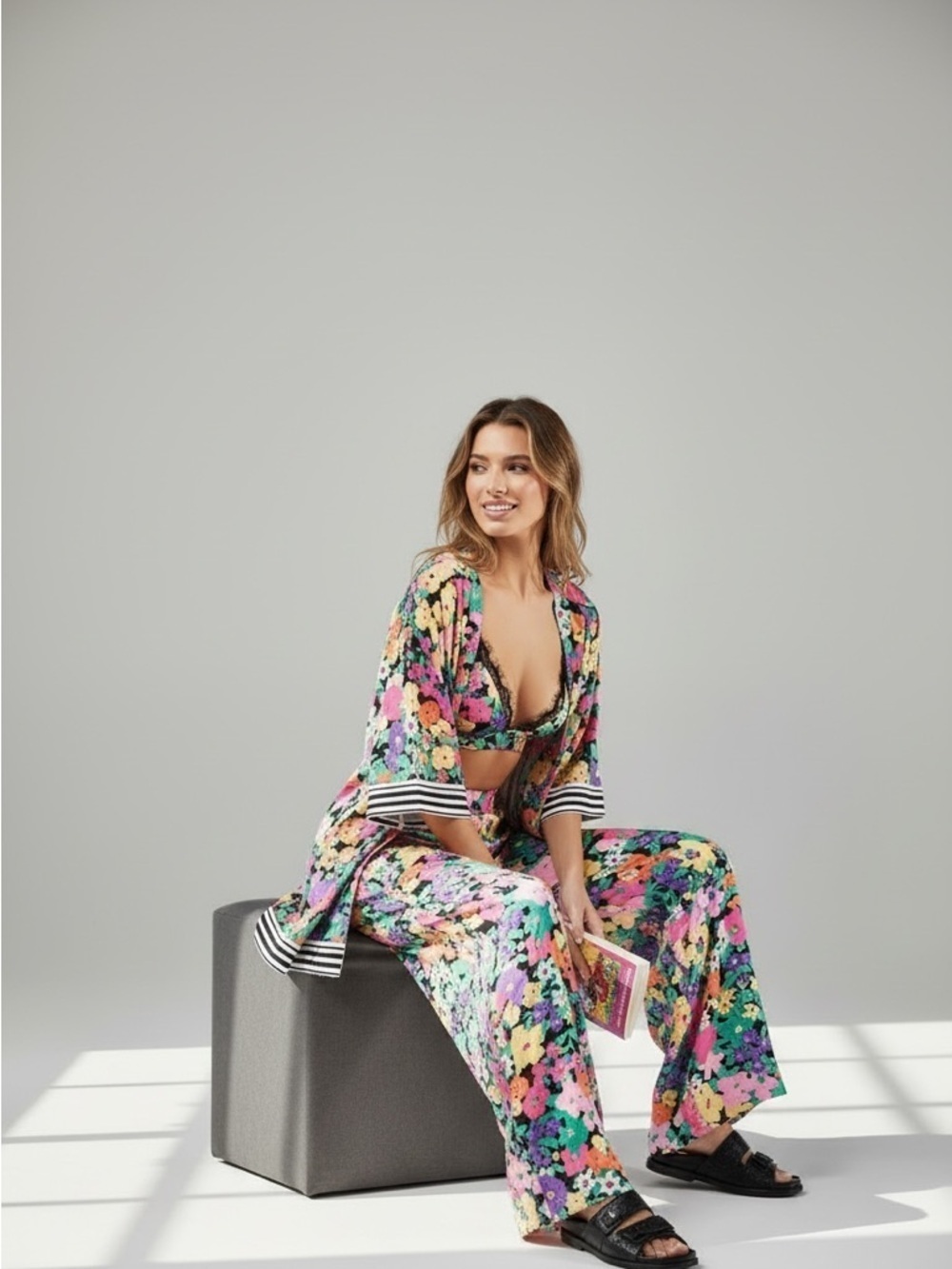 Floral Wide-Leg Pajama PANT ONLY - Multicolor - Picture 2 of 2
